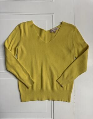 Philosophy Sweater Womens Sz S Yellow Knit Long Sleeve V Neck Lightweight